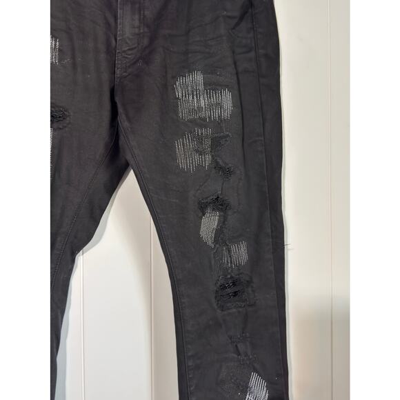 Trendique · 40×32 · Black Distressed Denim Jeans · Men’s Streetwear Fit - Picture 5 of 12